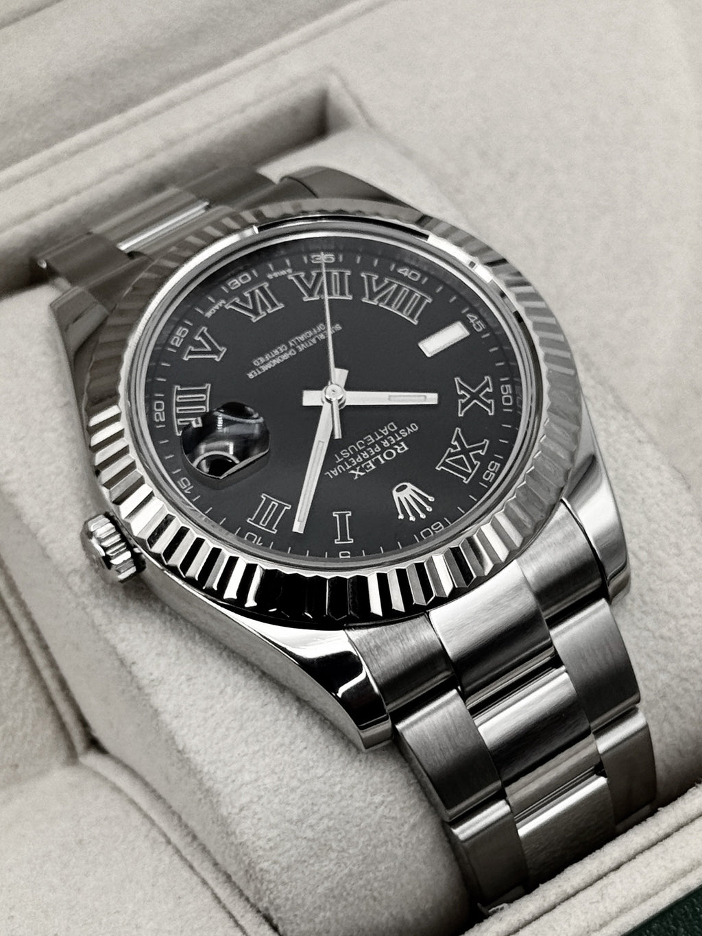 2003 Rolex Datejust II 41mm 116334 Stainless Steel Oyster Black Dial