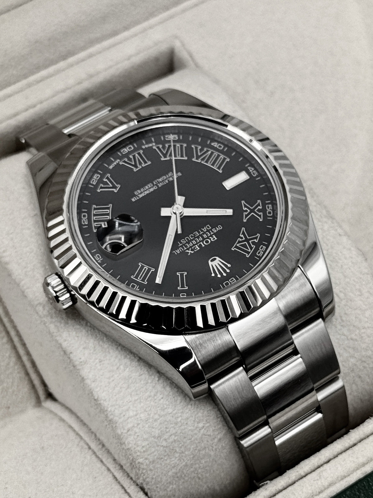 2003 Rolex Datejust II 41mm 116334 Stainless Steel Oyster Black Dial