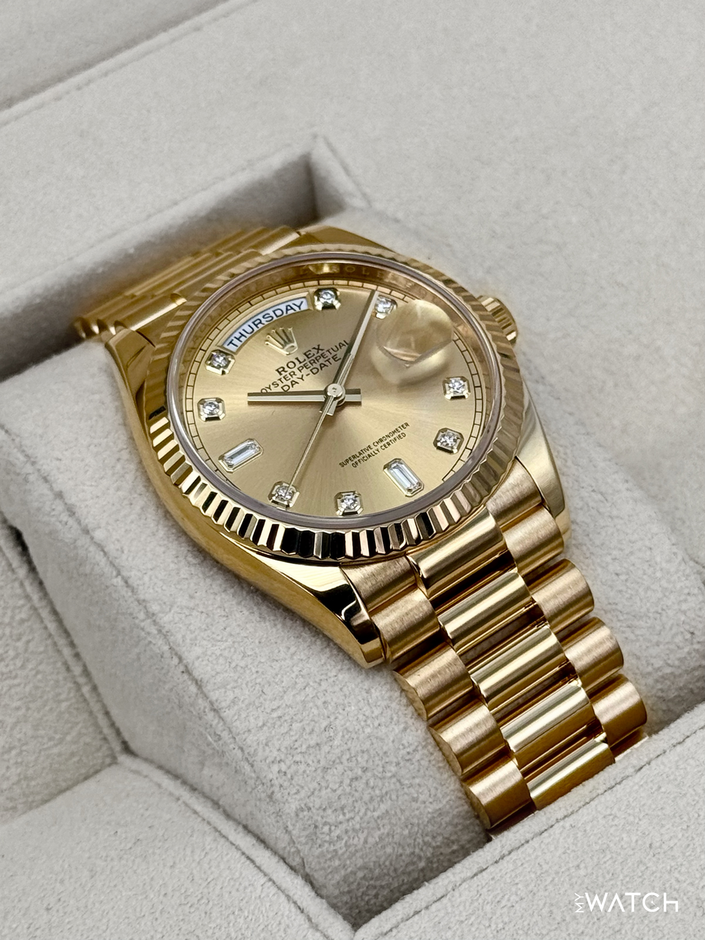 2024 Rolex Day-Date 36mm 128238 Presidential Champagne Diamond Dial