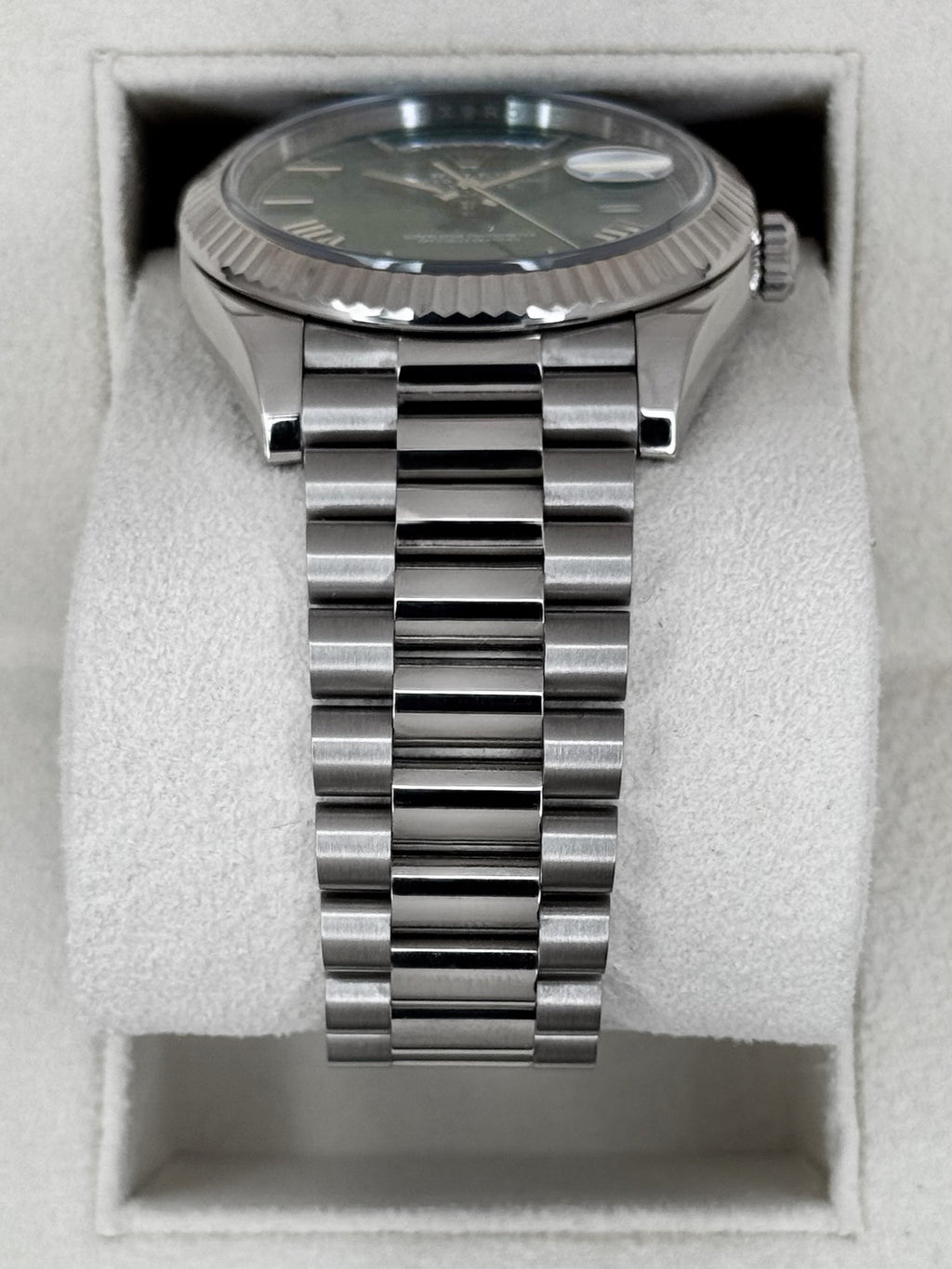 2023 Rolex Day-Date 40mm 228239 White Gold Olive Dial