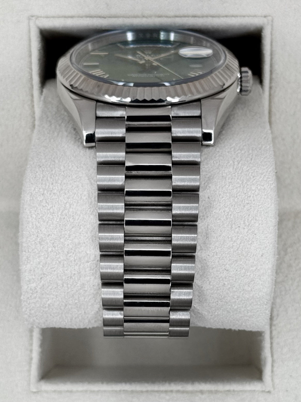 2023 Rolex Day-Date 40mm 228239 White Gold Olive Dial