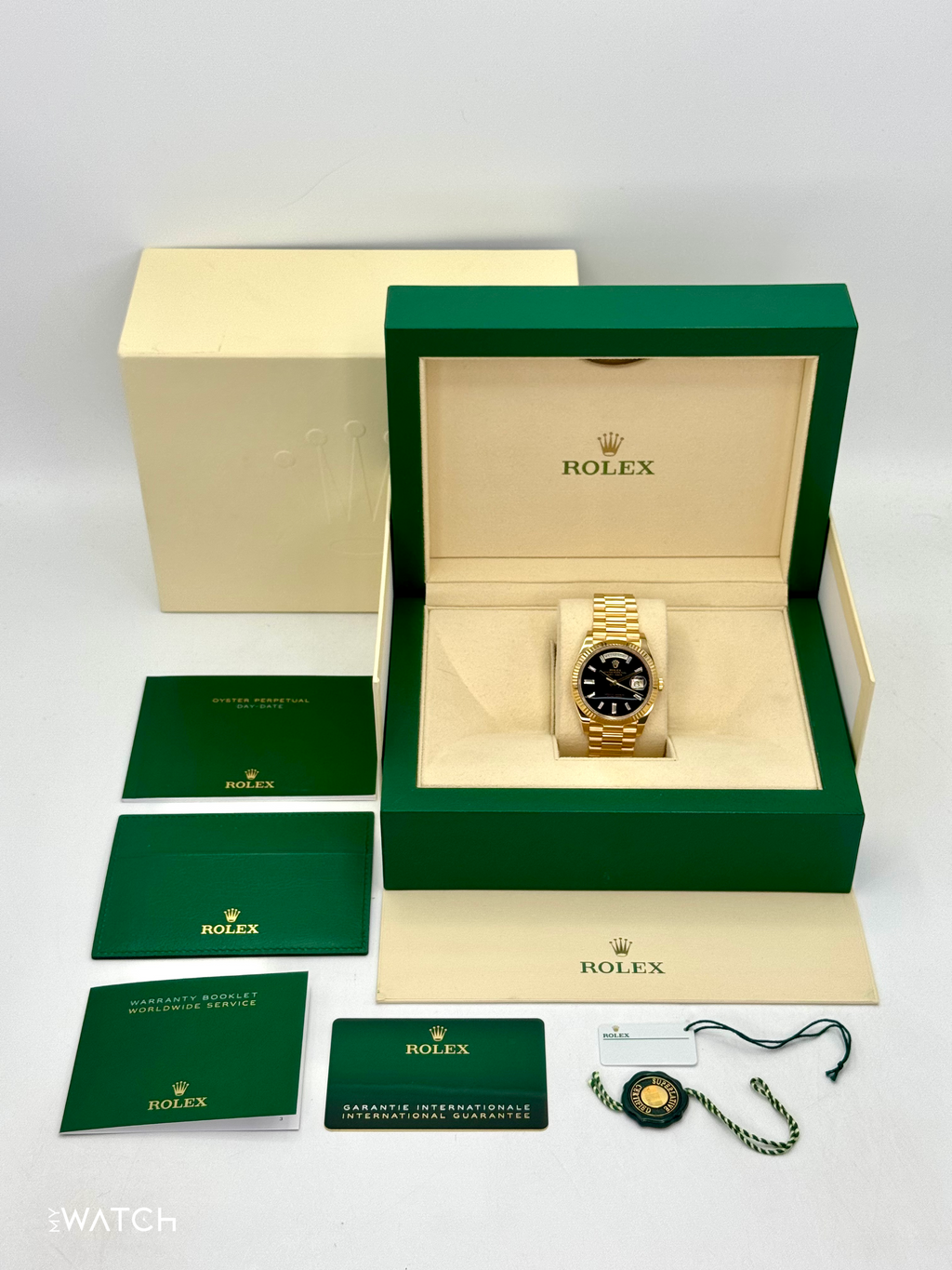 2024 Rolex Day-Date 40mm 228238 Yellow Gold Black Onyx Diamond Dial