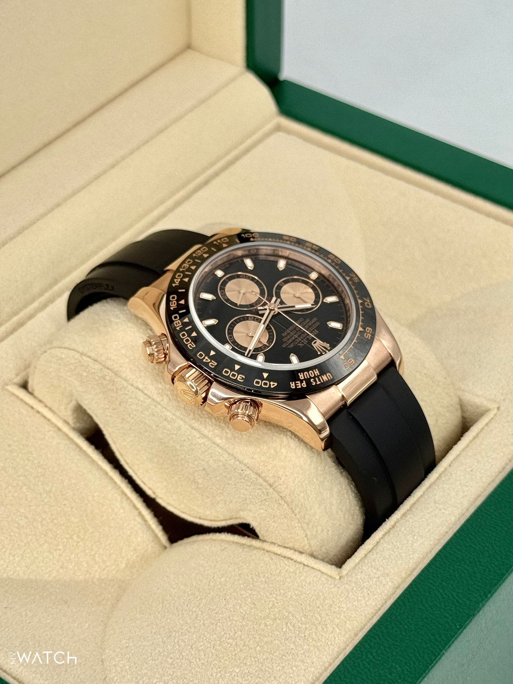 2024 CPO Rolex Daytona 40mm 116515LN Rose Gold Oysterflex Black Dial