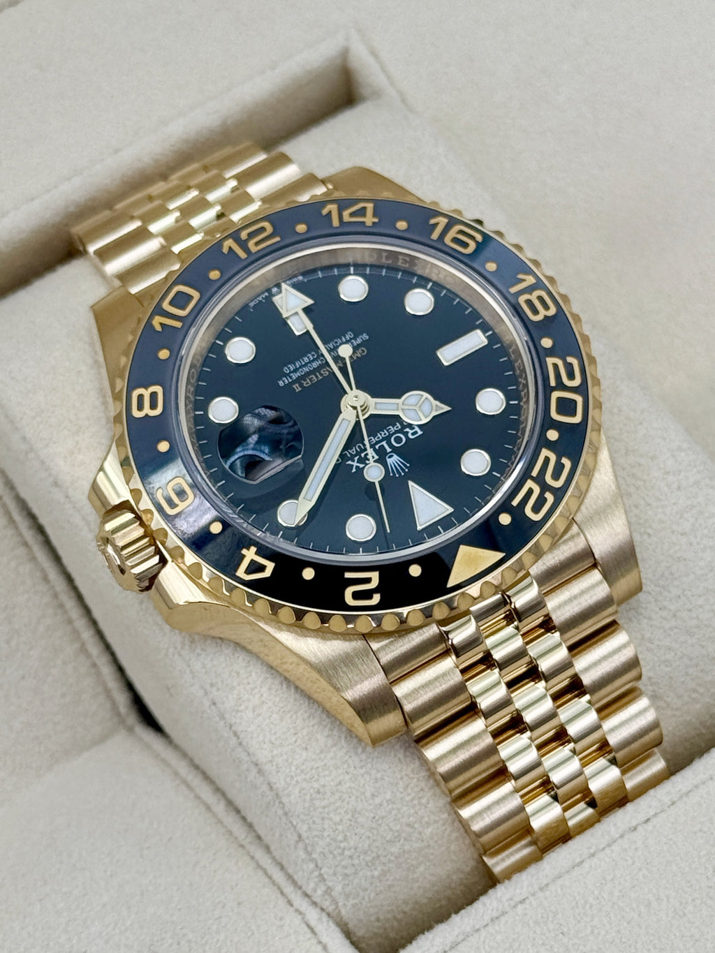 2024 Rolex GMT-Master II 40mm 126718GRNR Yellow Gold Jubilee Black Dial