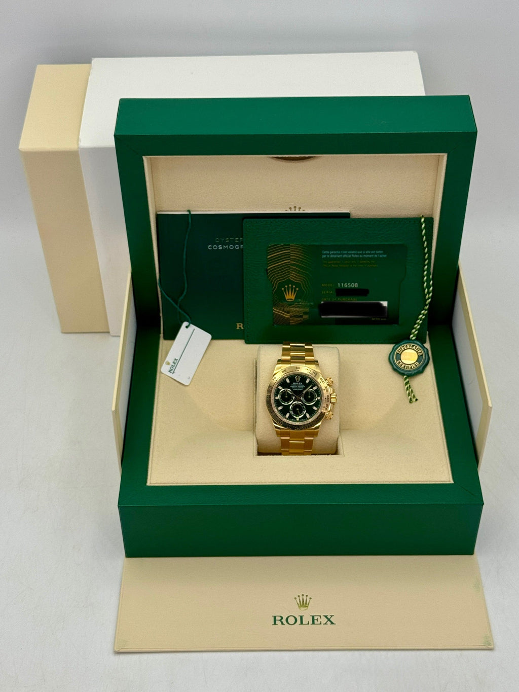 2023 Rolex Daytona John Mayer 40mm 116508 Yellow Gold Green Dial