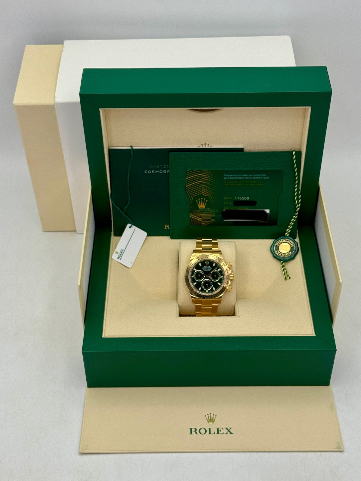 2023 Rolex Daytona John Mayer 40mm 116508 Yellow Gold Green Dial