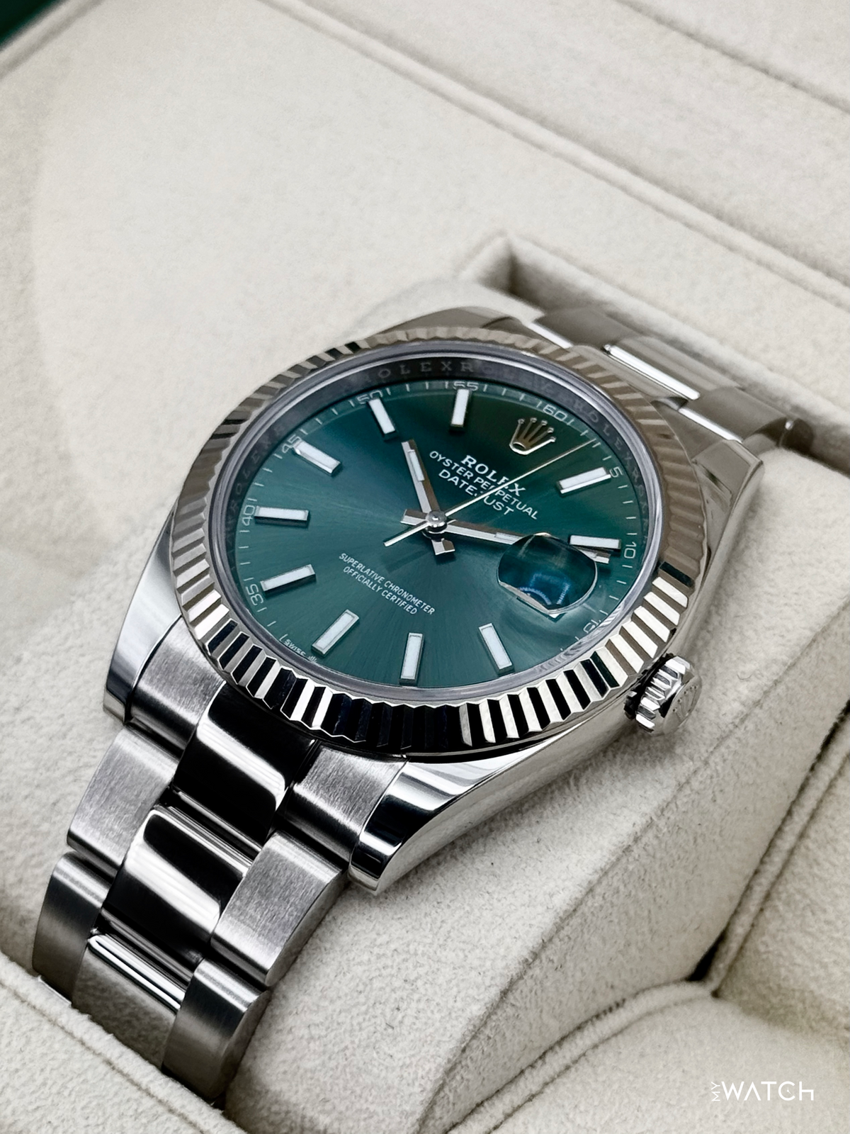 2023 Rolex Datejust 41mm 126334 Stainless Steel Oyster Mint Green Dial
