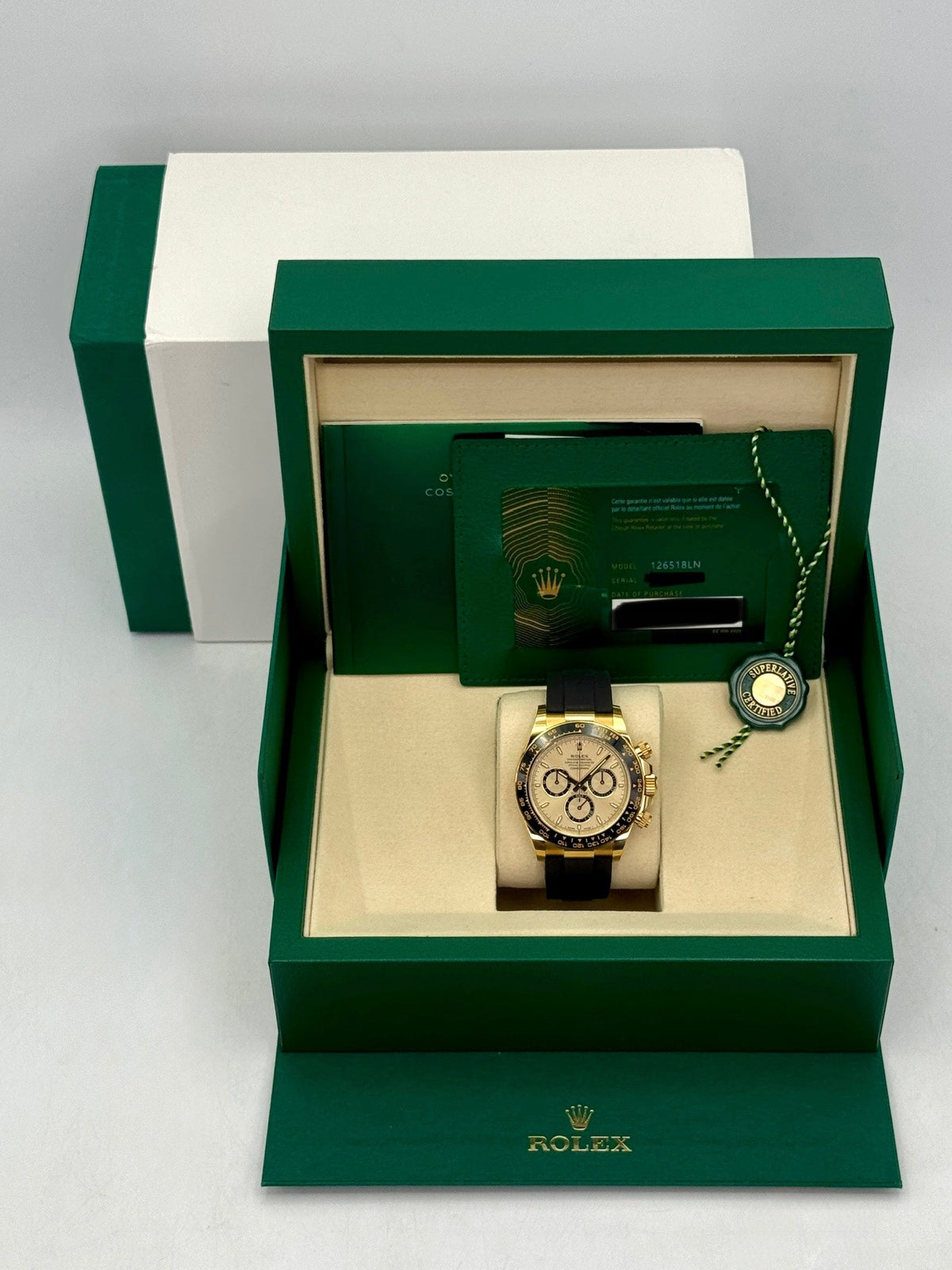 2025 Rolex Daytona 40mm 126518LN Yellow Gold Oysterflex Champagne Dial