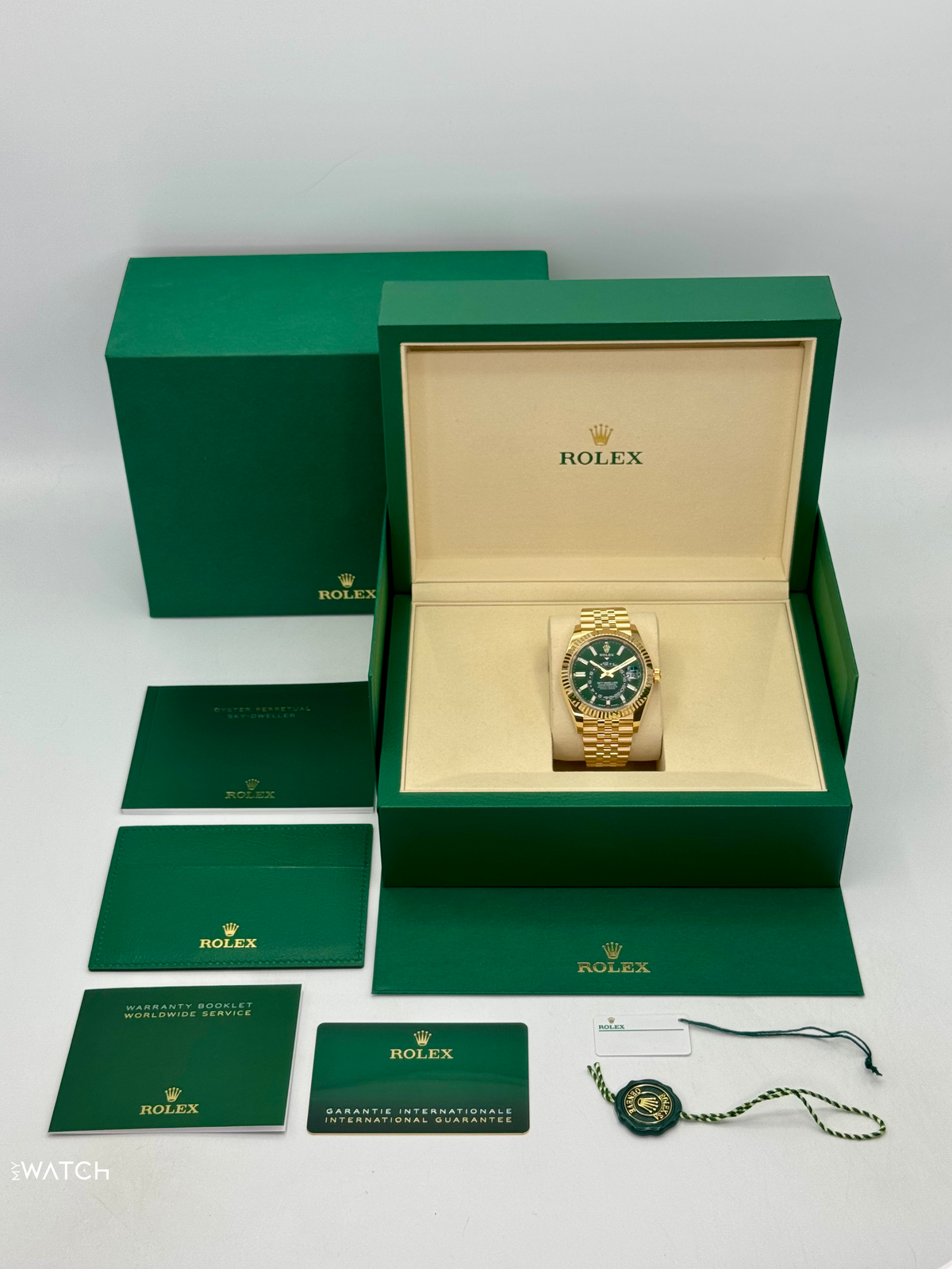 NEW 2026 Rolex Sky-Dweller 42mm 336938 Yellow Gold Jubilee Green Dial