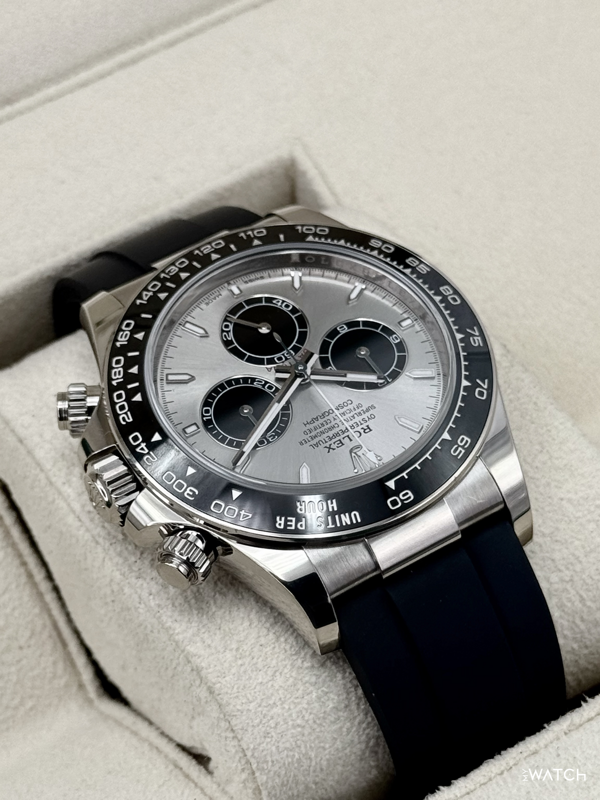 2024 Rolex Daytona 40mm 126519LN White Gold Oysterflex Silver Ghost Dial