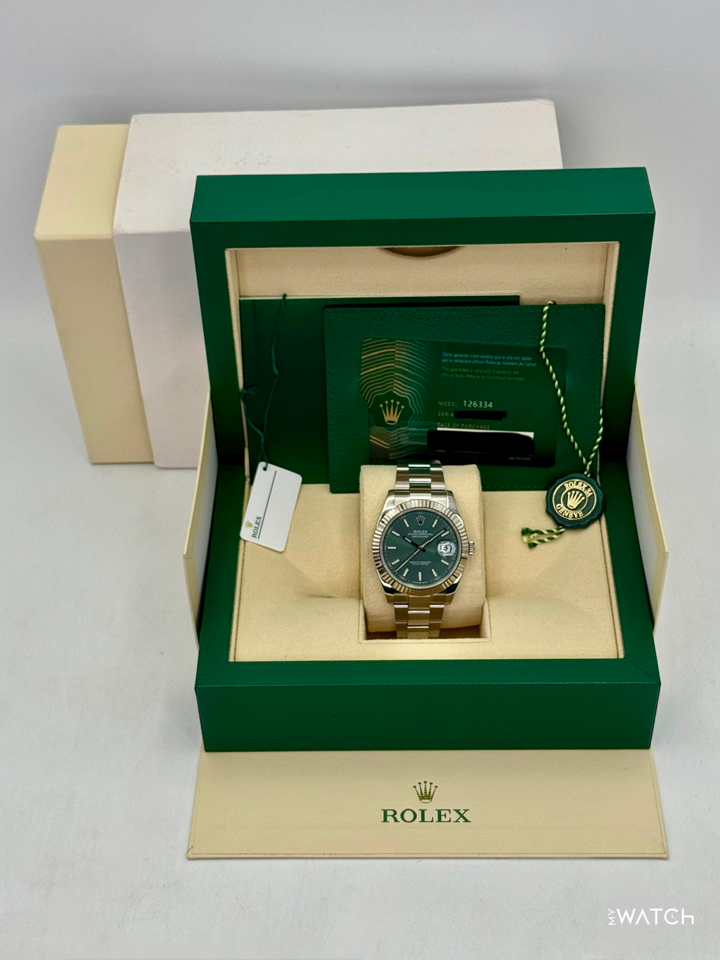 2022 Rolex Datejust 41mm 126334 Stainless Steel Oyster Mint Green Dial