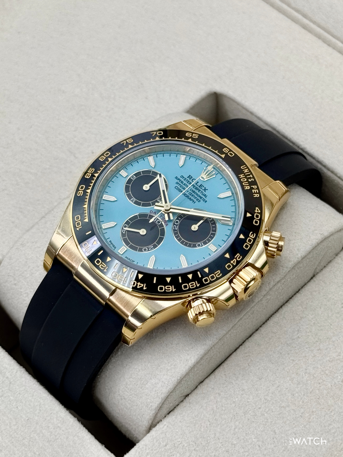 NEW 2026 Rolex Daytona 40mm 126518LN Yellow Gold Oysterflex Turquoise Dial (STICKERED)