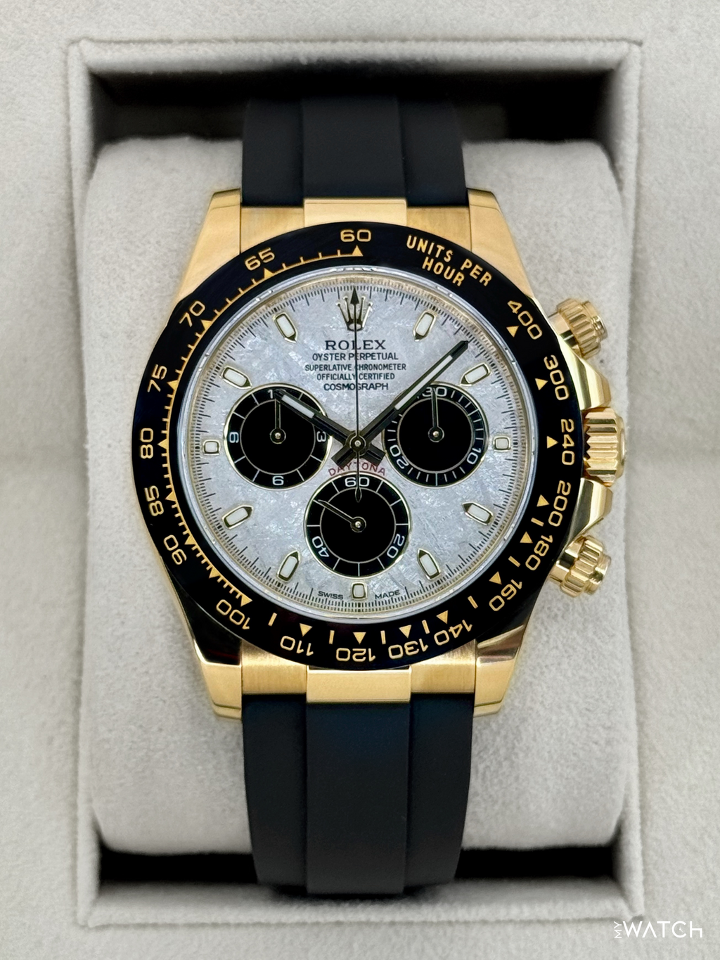 2022 Rolex Daytona 40mm 116518LN Oysterflex Yellow Gold Meteorite Dial