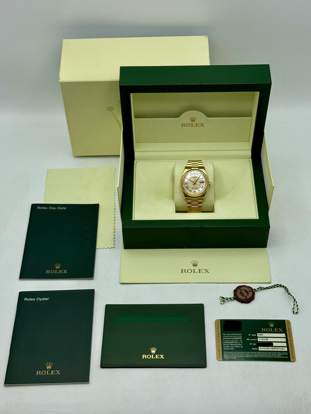 2013 Rolex Day-Date 36mm 118238 Presidential Diamond Pave Mother of Pearl Dial