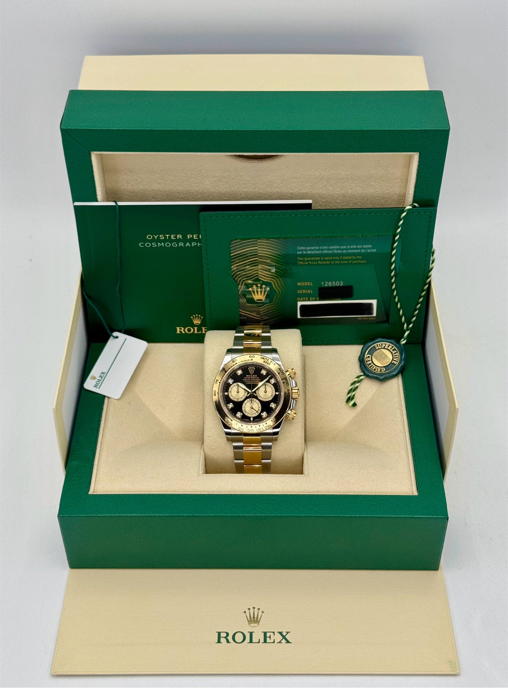 NEW 2025 Rolex Daytona 40mm 126503 Two-Tone Black Diamond Dial