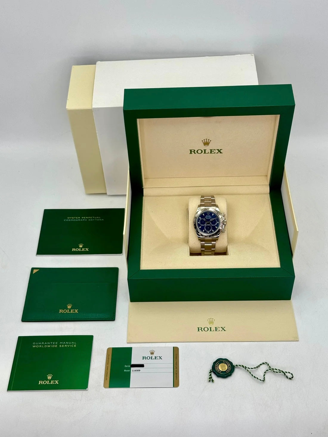 2019 Rolex Daytona 40mm 116509 White Gold Blue Dial