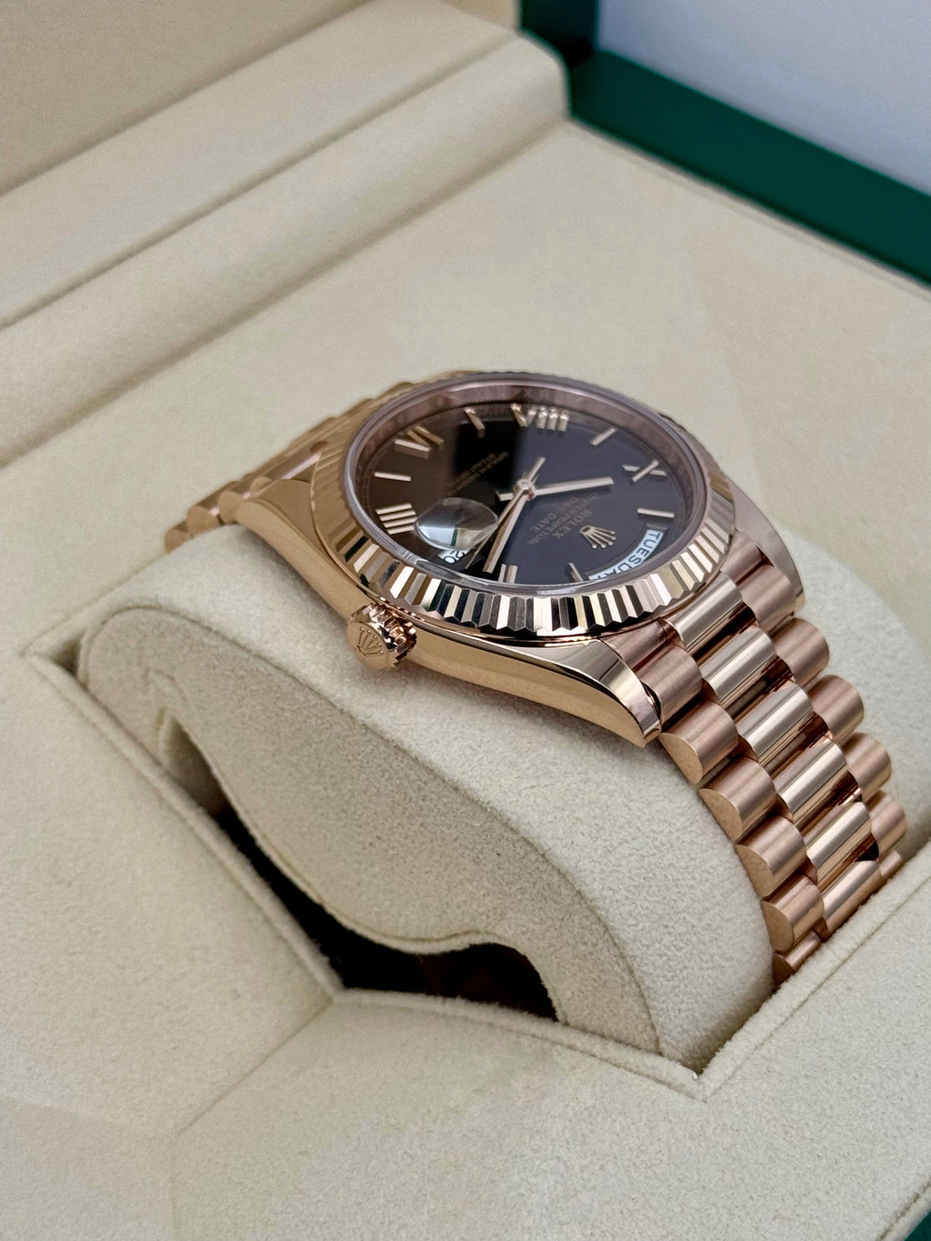 2024 Rolex Day-Date 40mm 228235 Rose Gold Chocolate Dial