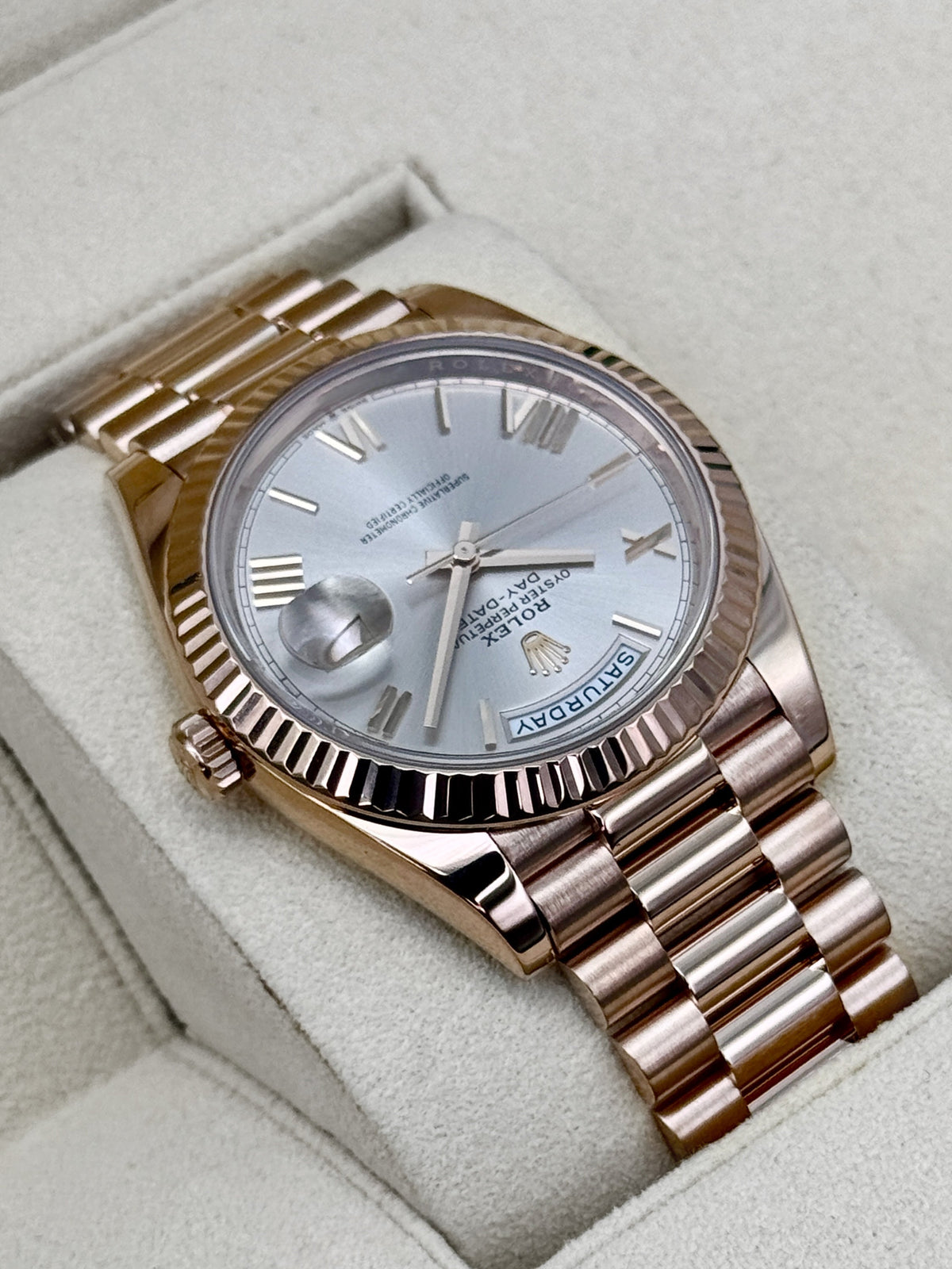 2020 Rolex Day-Date 40mm 228235 Presidential Rose Gold Sundust Dial