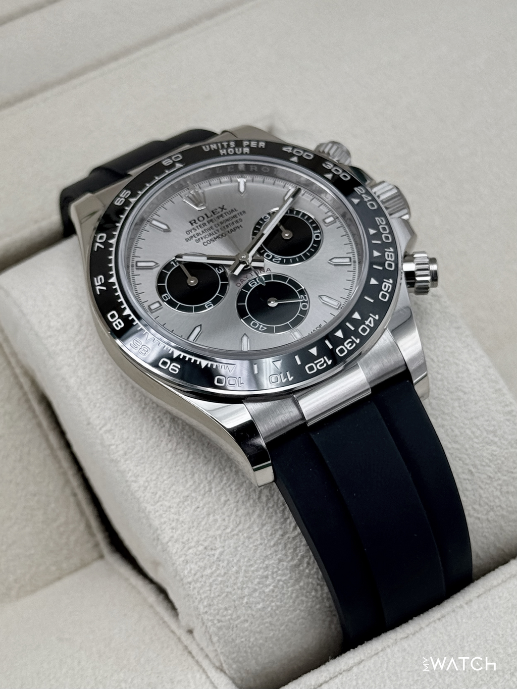 NEW 2025 Rolex Daytona 40mm 126519LN White Gold Oysterflex Silver Ghost Dial