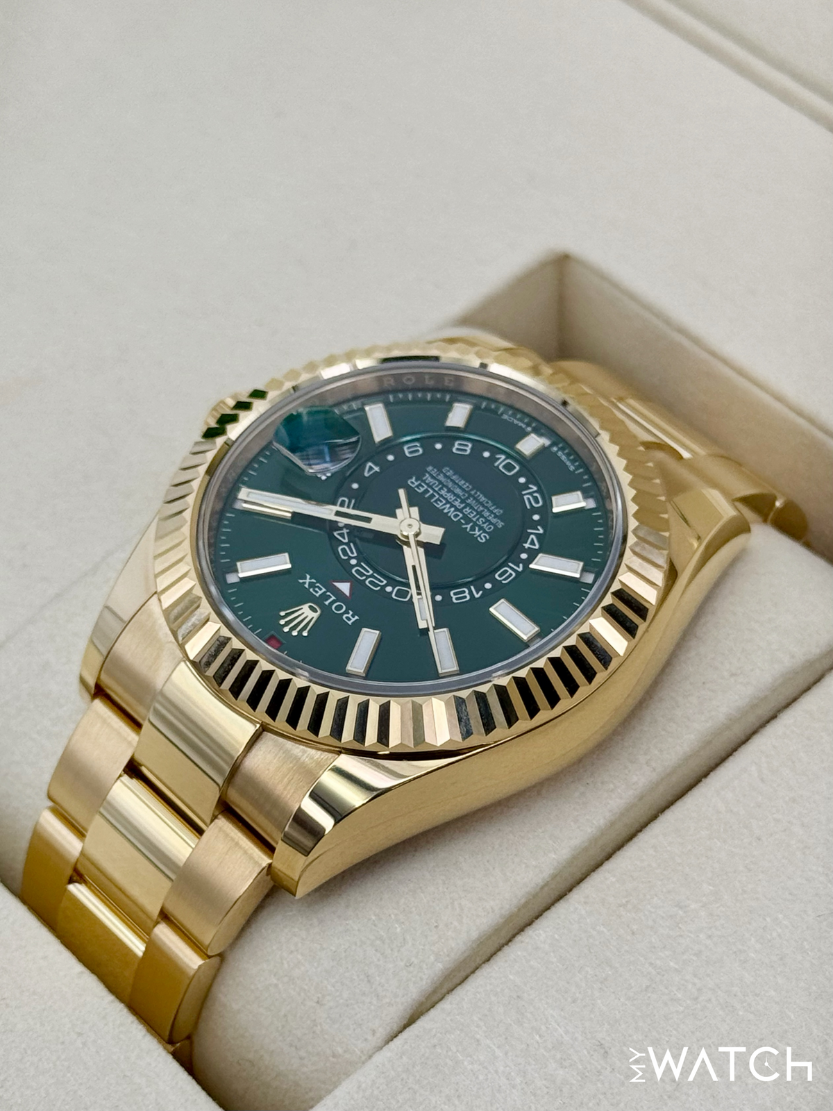 NEW 2026 Rolex Sky-Dweller 42mm 336938 Yellow Gold Oyster Green Dial