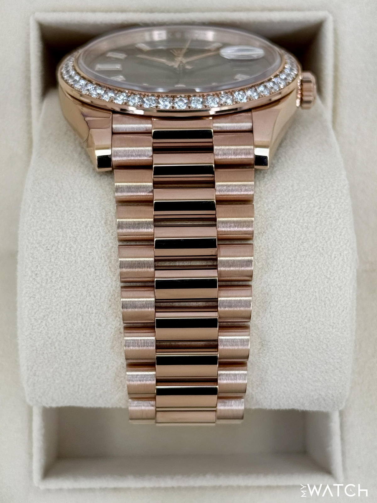 2022 Rolex Day-Date 40mm 228345RBR Rose Gold Chocolate Diamond Dial (STICKERED)