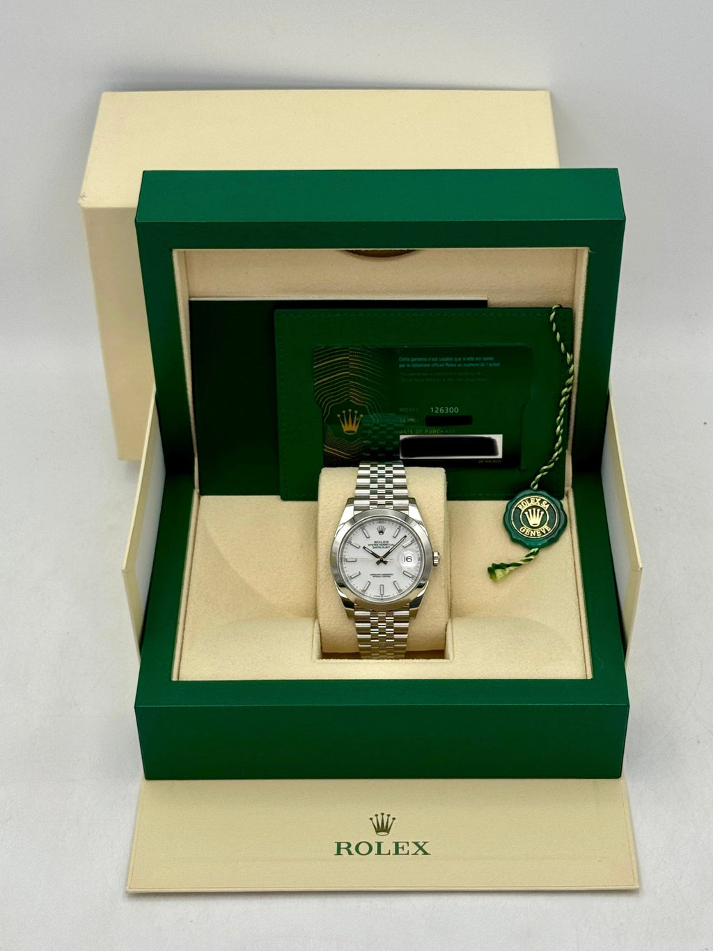 2024 Rolex Datejust 41mm 126300 Stainless Steel Jubilee White Dial