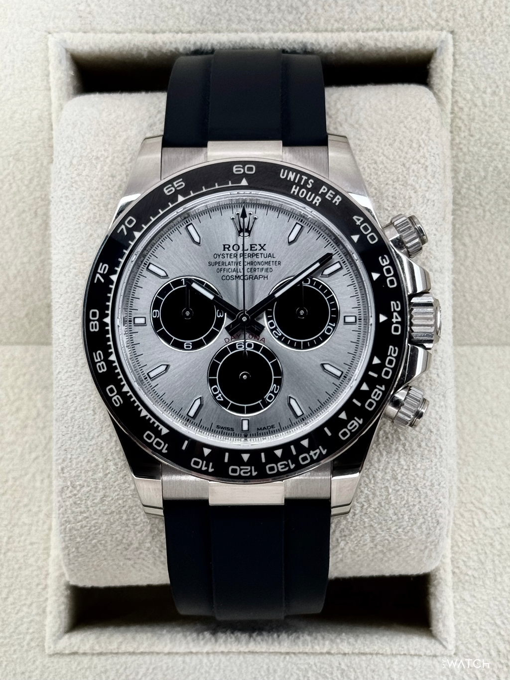 2024 Rolex Daytona 40mm 126519LN White Gold Oysterflex Silver Ghost Dial