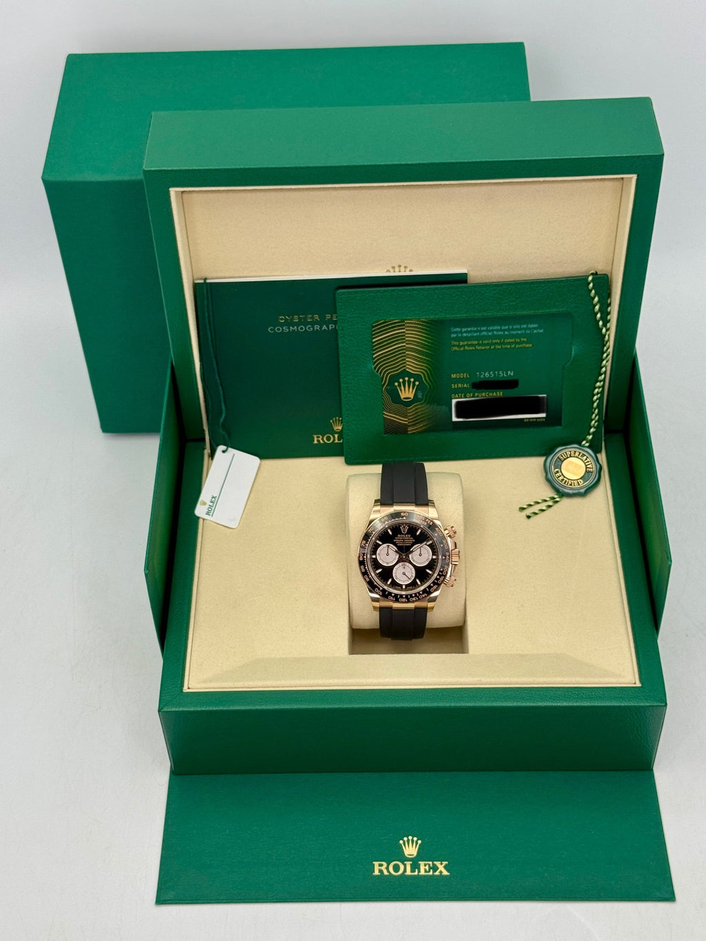 NEW 2025 Rolex Daytona 40mm 126515LN Rose Gold Oysterflex Black Dial