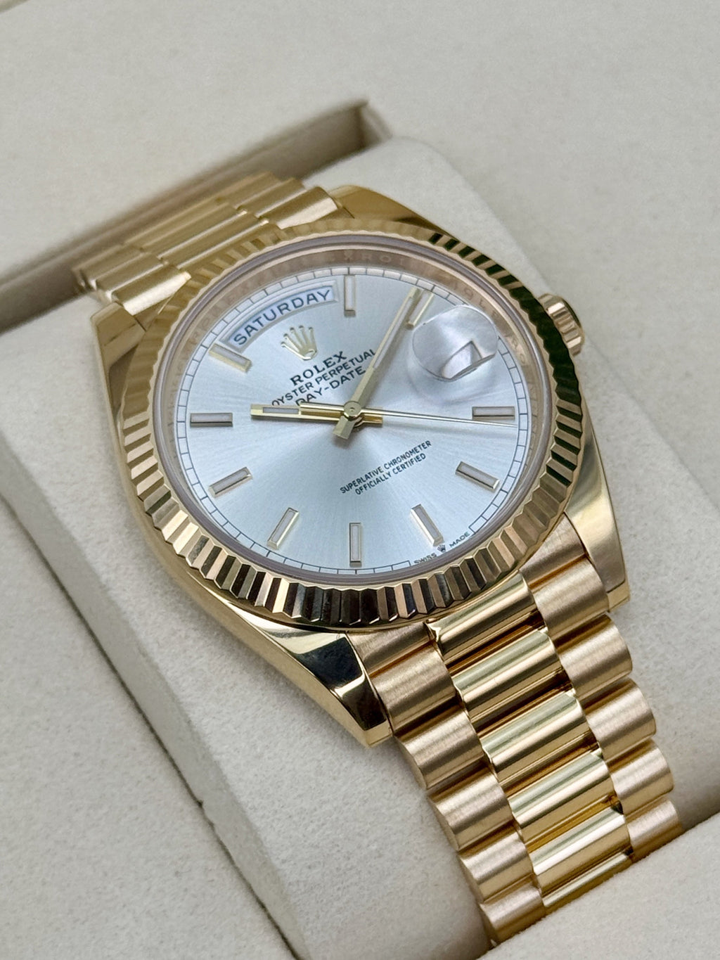 2026 Rolex Day-Date 40mm 228238 Presidential Silver Dial