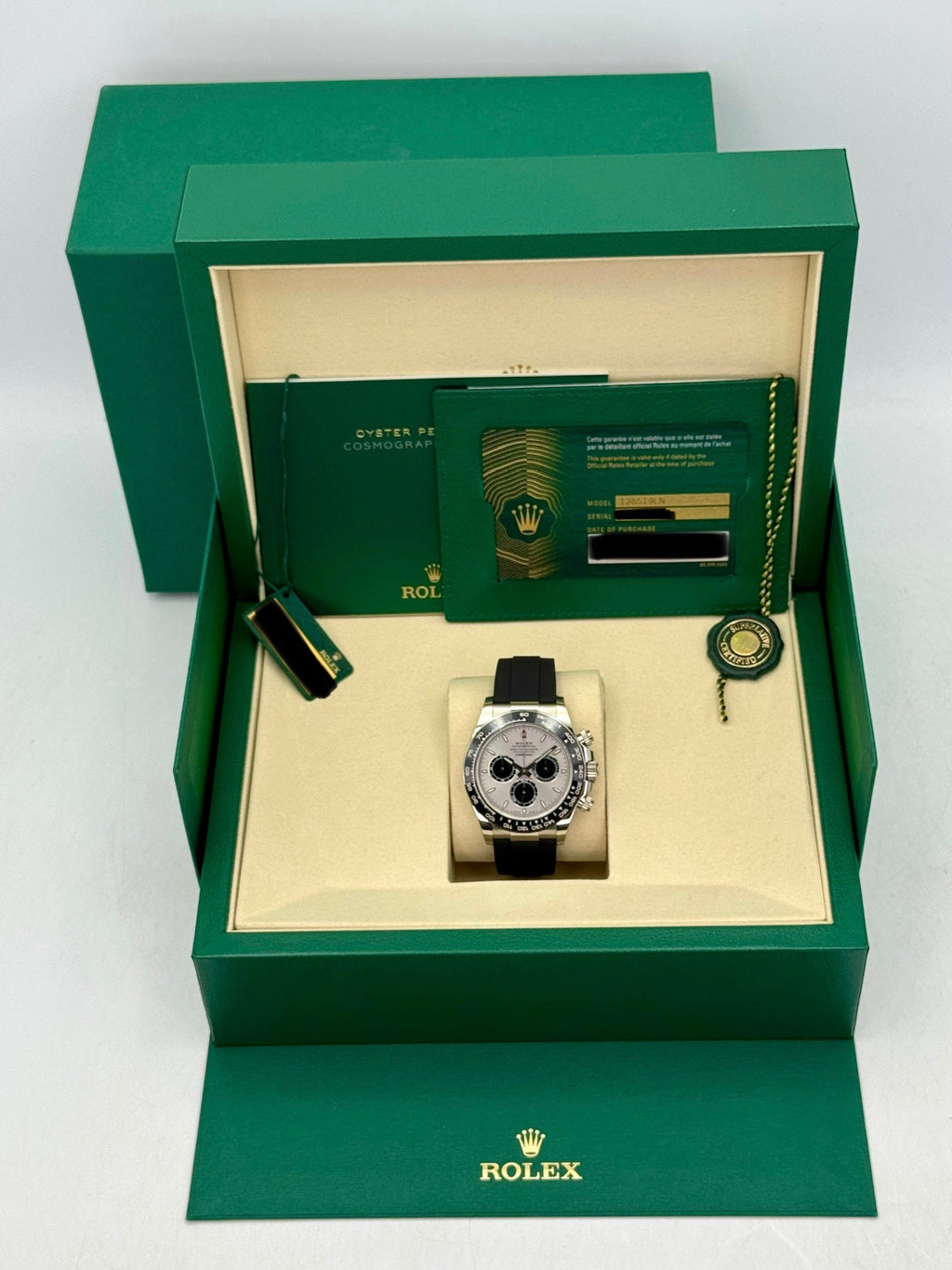 NEW 2026 Rolex Daytona 40mm 126519LN White Gold Oysterflex Silver Ghost Dial (NEW CARD STYLE)