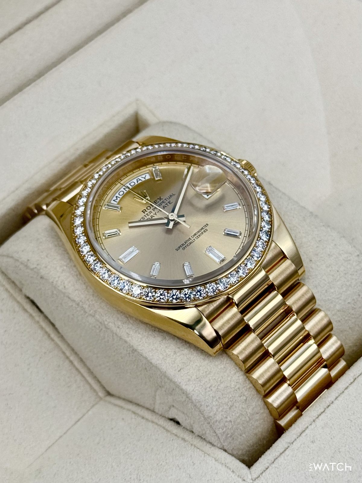 2021 Rolex Day-Date 40mm 228348RBR Presidential Champagne Diamond Dial