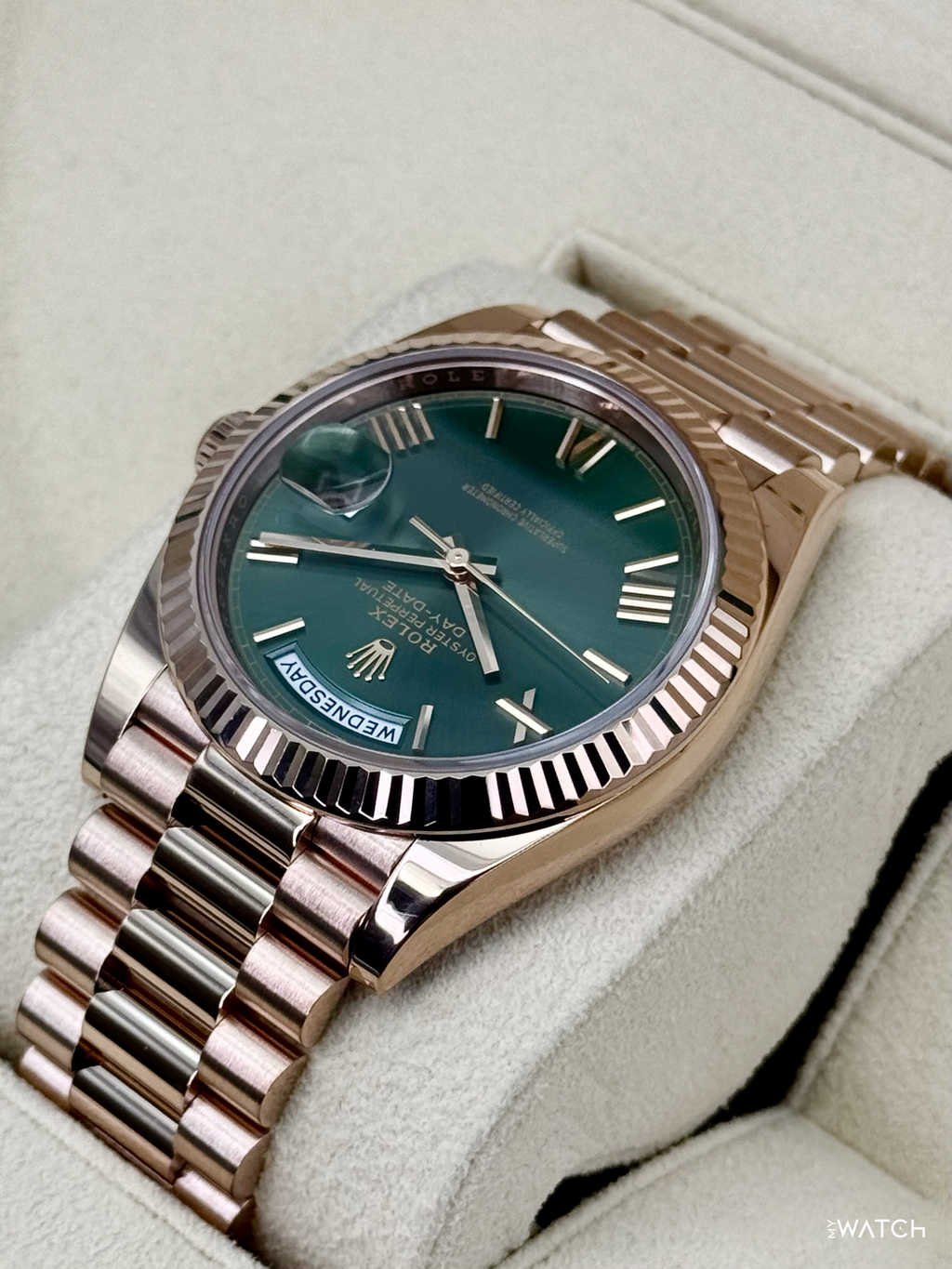 2025 Rolex Day-Date 40mm 228235 Presidential Rose Gold Olive Dial