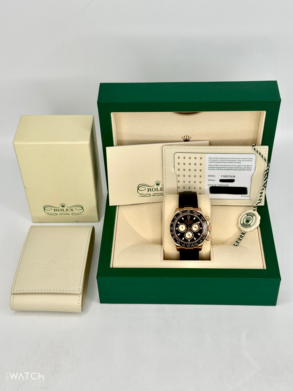 2024 CPO Rolex Daytona 40mm 116515LN Rose Gold Oysterflex Black Dial