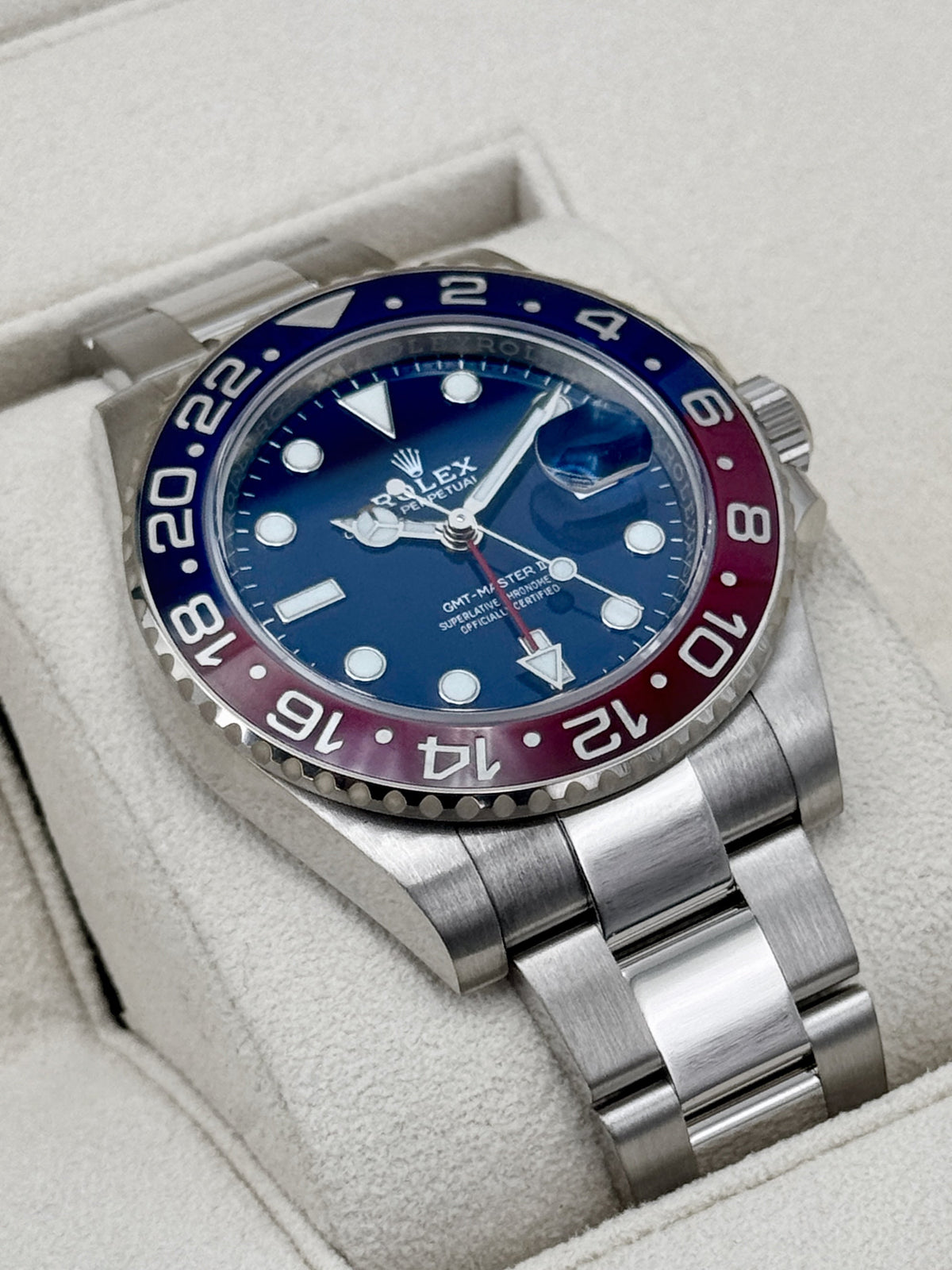 2021 Rolex GMT-Master II "Pepsi" 40mm 126719BLRO White Gold Blue Dial