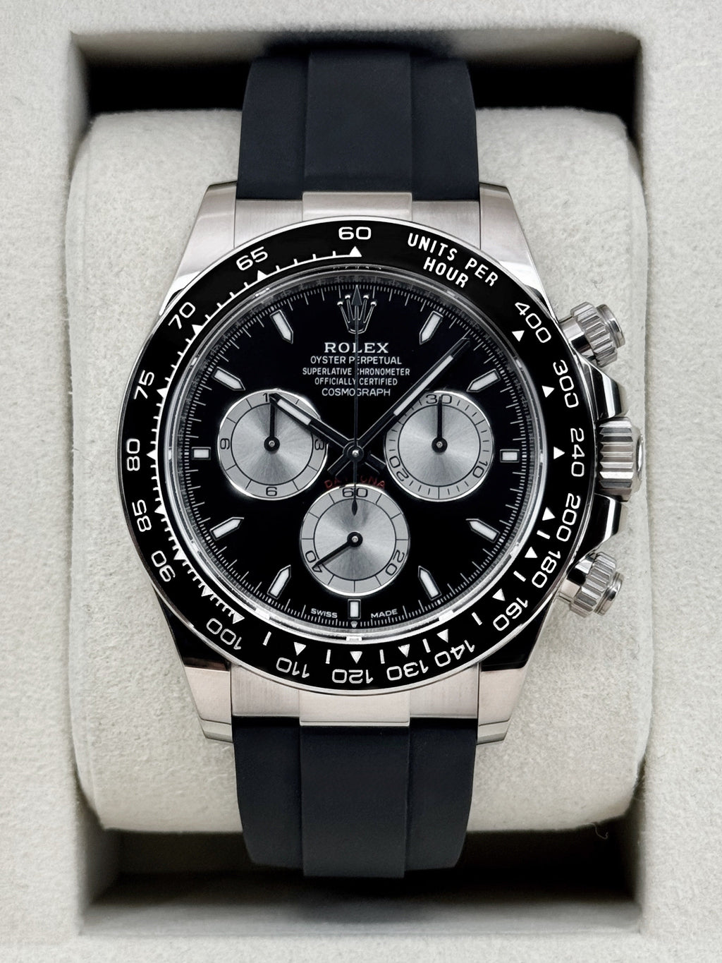 2025 Rolex Daytona 40mm 126519LN White Gold Oysterflex Black Dial
