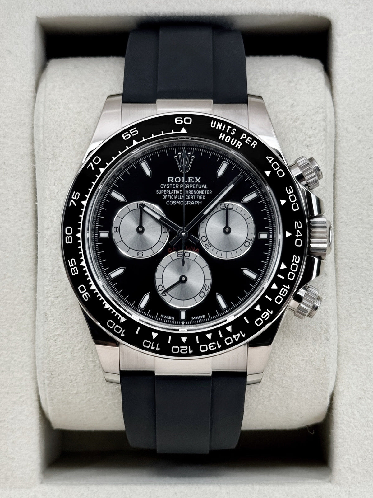 2025 Rolex Daytona 40mm 126519LN White Gold Oysterflex Black Dial