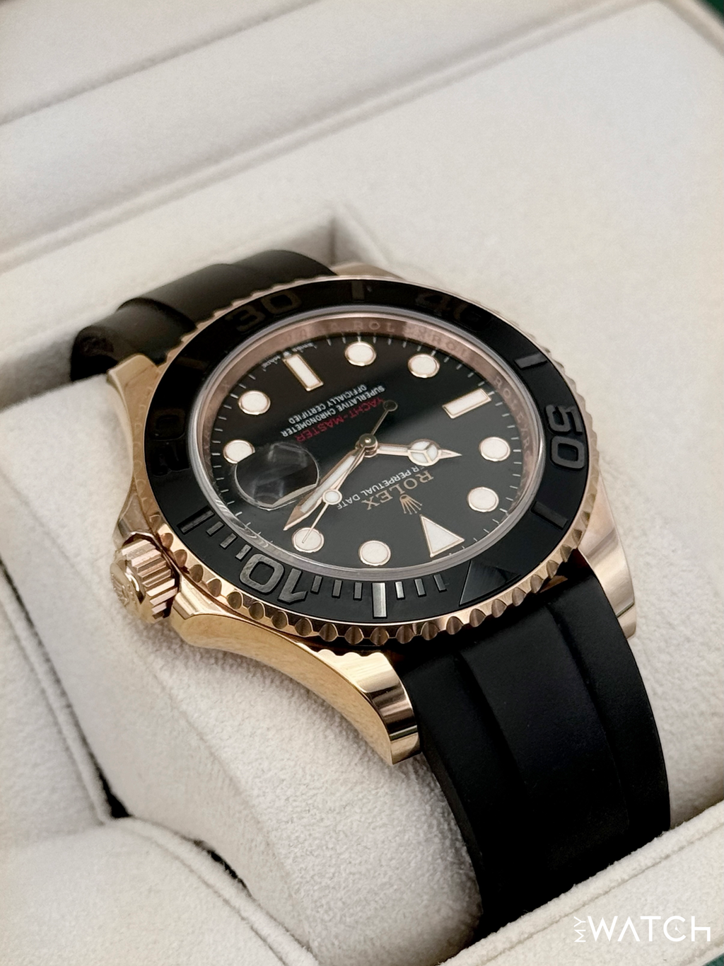 2023 Rolex Yacht-Master 40mm 126655 Rose Gold Oysterflex Black Dial (STICKERED)