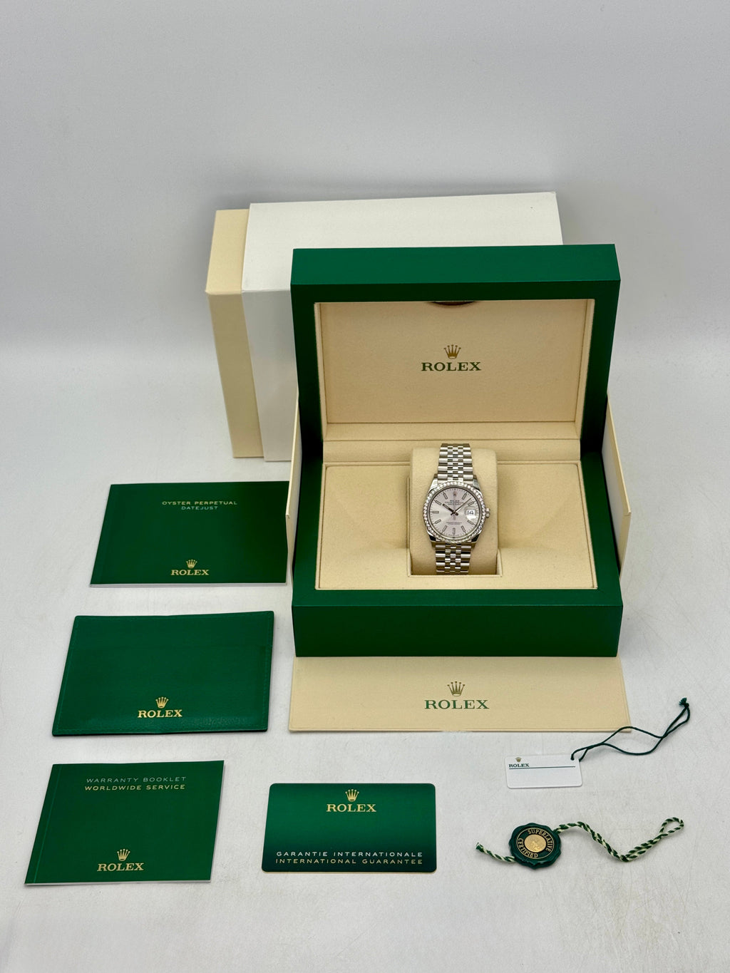 2021 Rolex Datejust 36mm 126284RBR Stainless Steel Jubilee Diamond Bezel Silver Dial