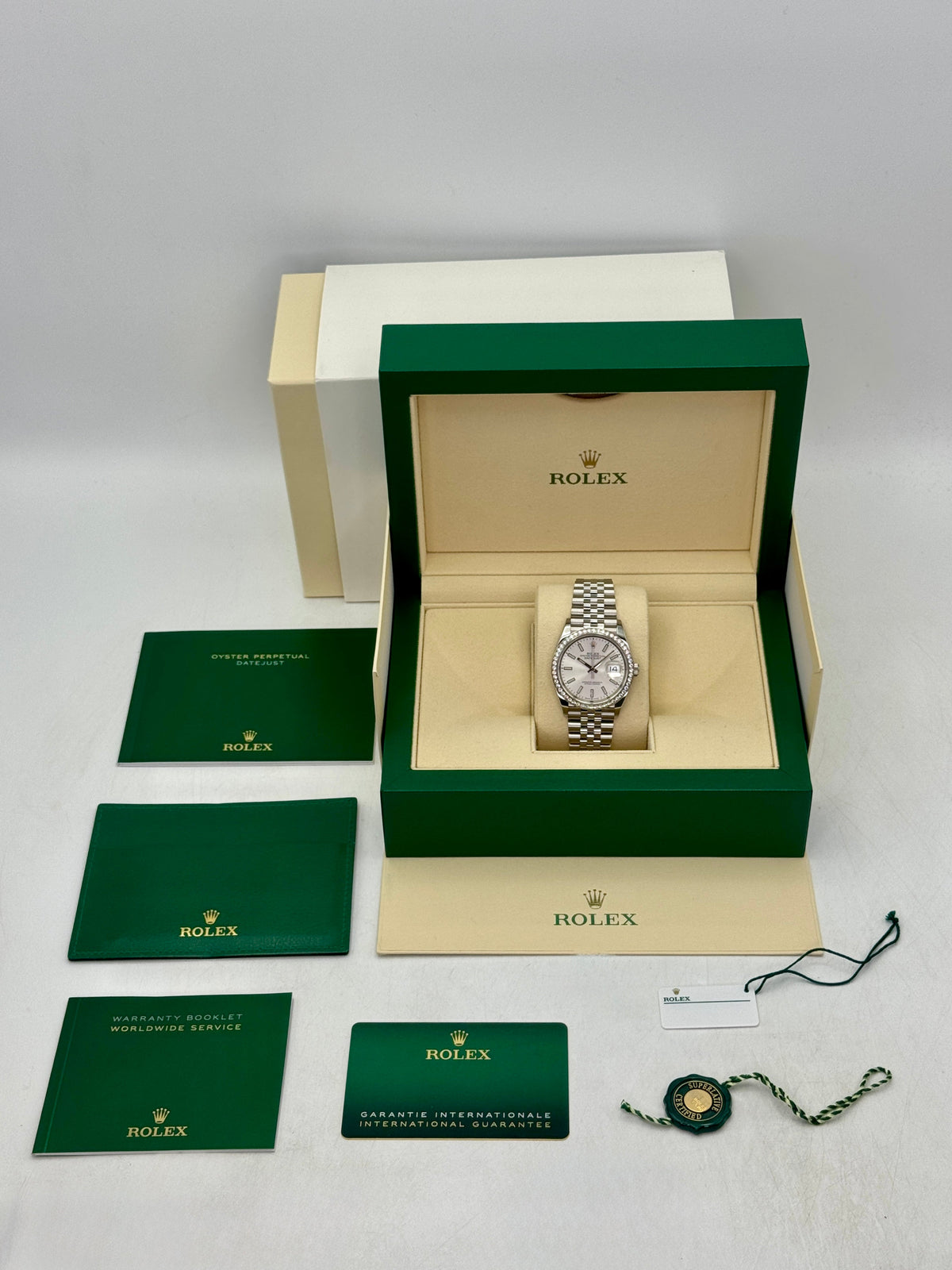 2021 Rolex Datejust 36mm 126284RBR Stainless Steel Jubilee Diamond Bezel Silver Dial