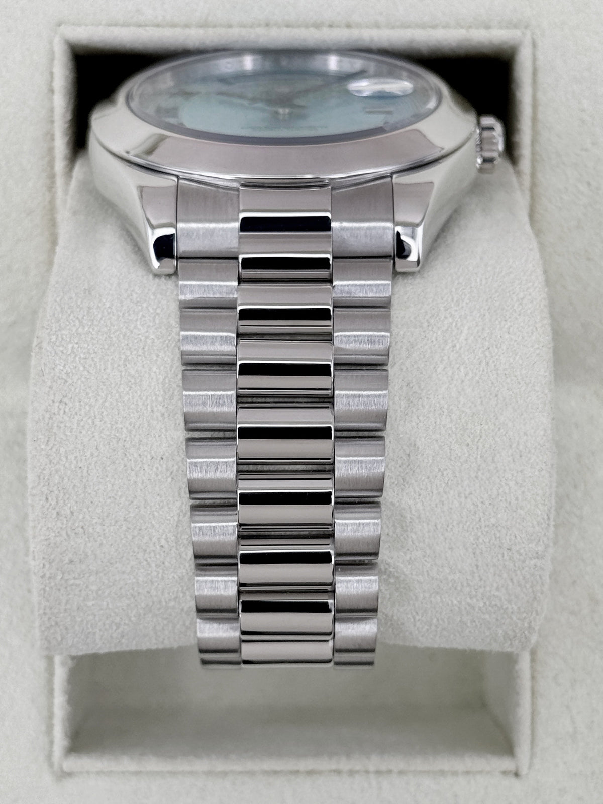 2014 Rolex Day-Date II 41mm 218206 Platinum Ice Blue Roman Numeral Dial