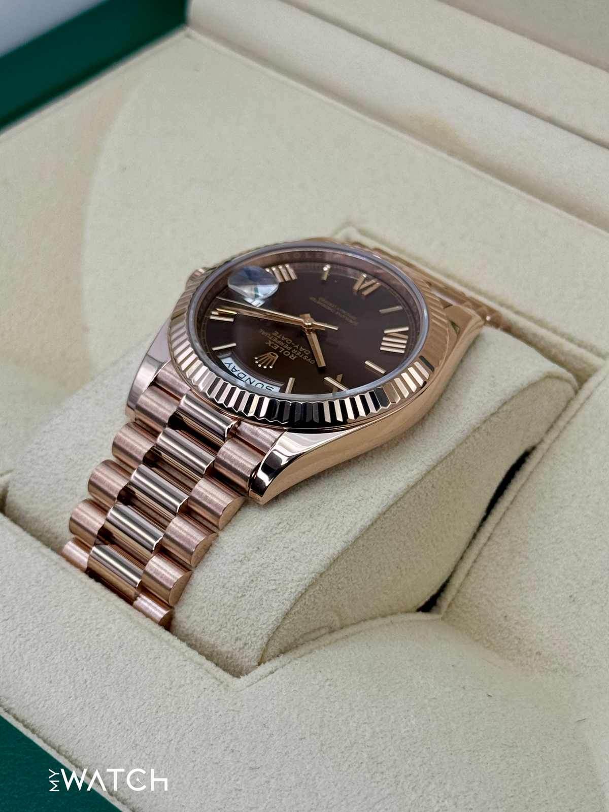 2023 Rolex Day-Date 40mm 228235 Presidential Rose Gold Chocolate Dial