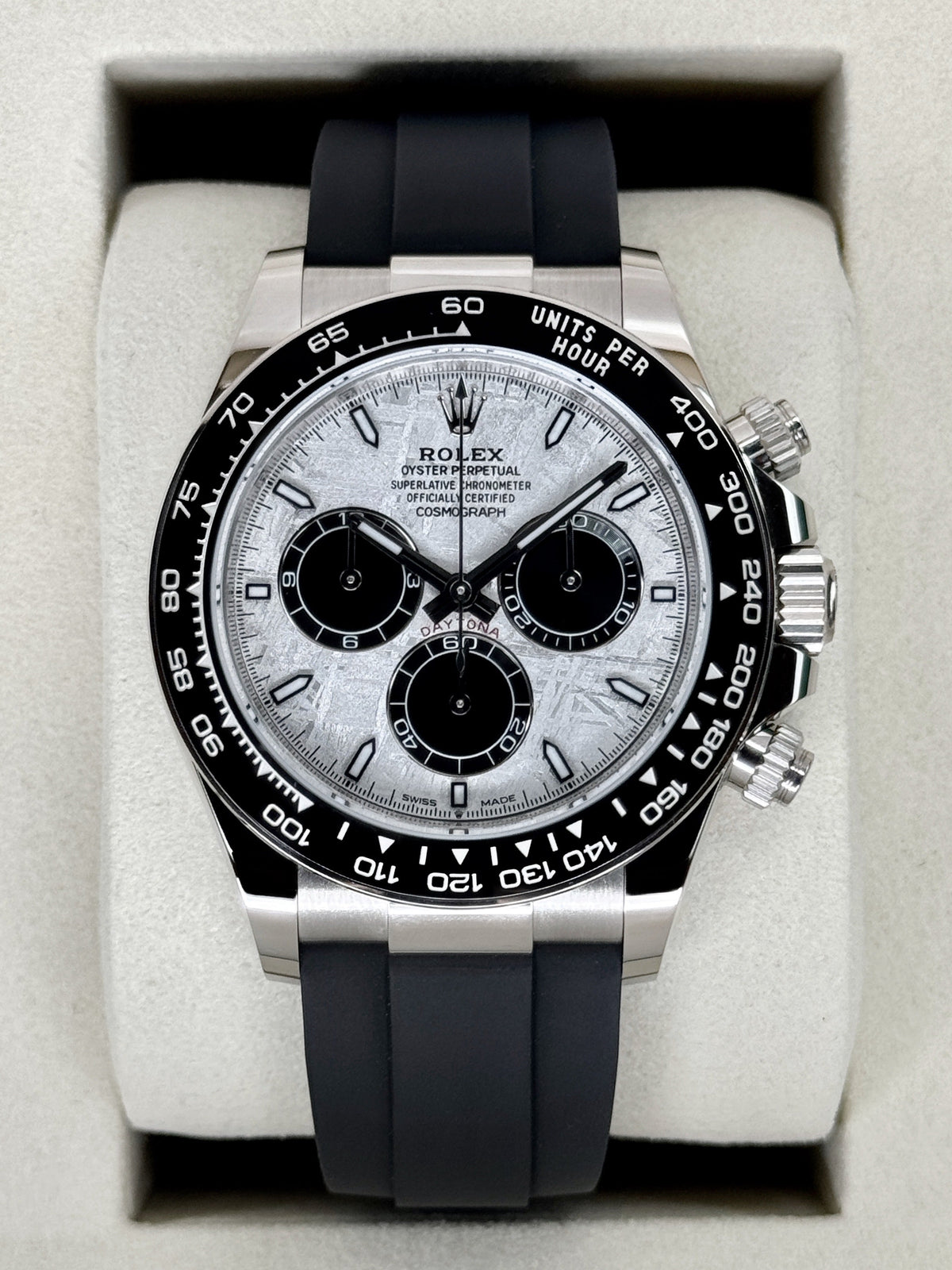 NEW 2026 Rolex Daytona 40mm 126519LN White Gold Oysterflex Meteorite Dial (NEW STYLE CARD)