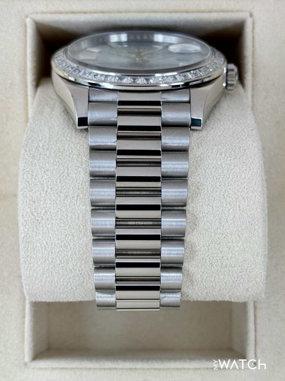 2023 Rolex Day-Date 40mm 228396TBR Ice Blue Diamond Baguette Dial