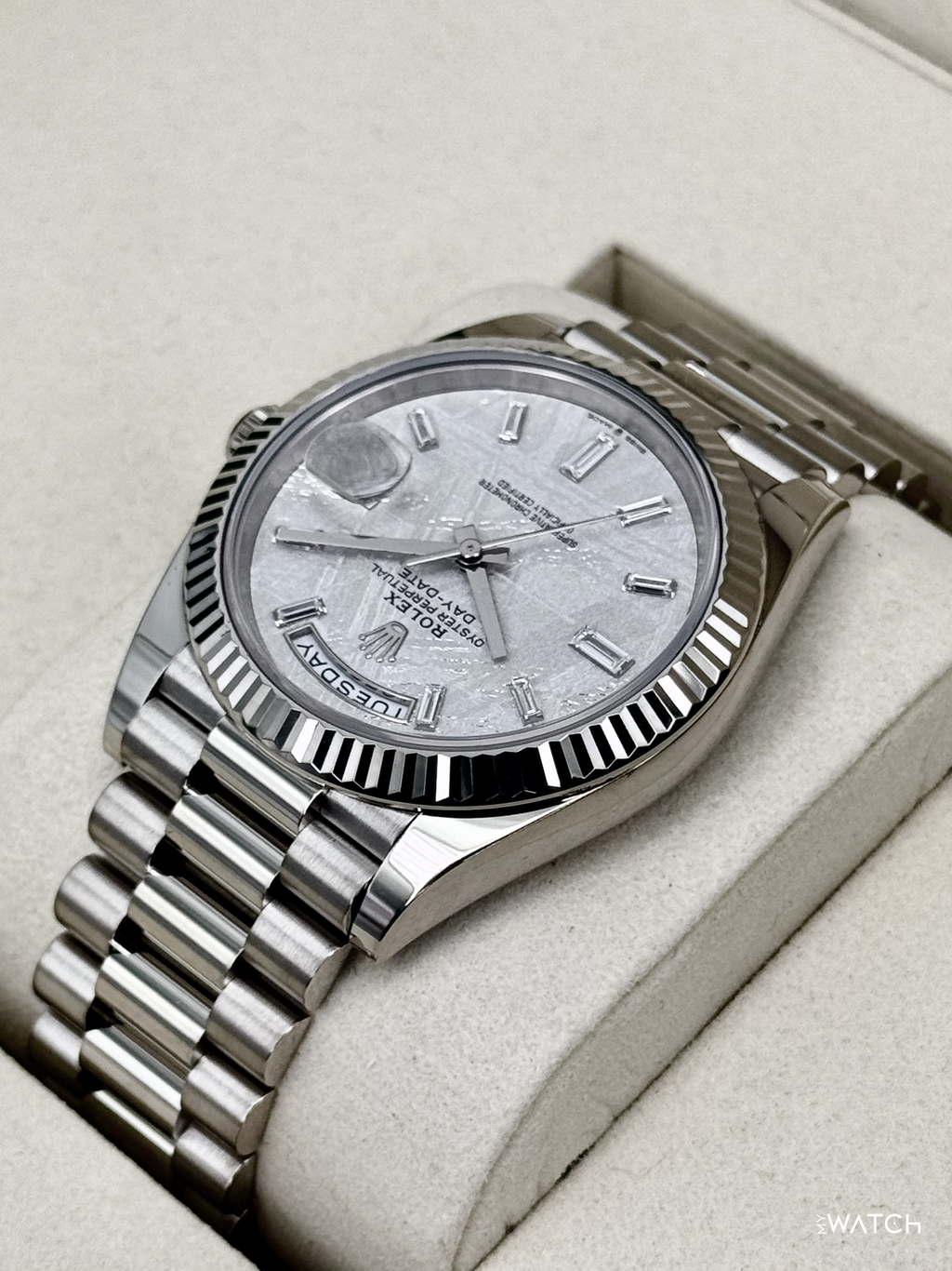 NEW 2026 Rolex Day-Date 40mm 228239 White Gold Meteorite Diamond Dial
