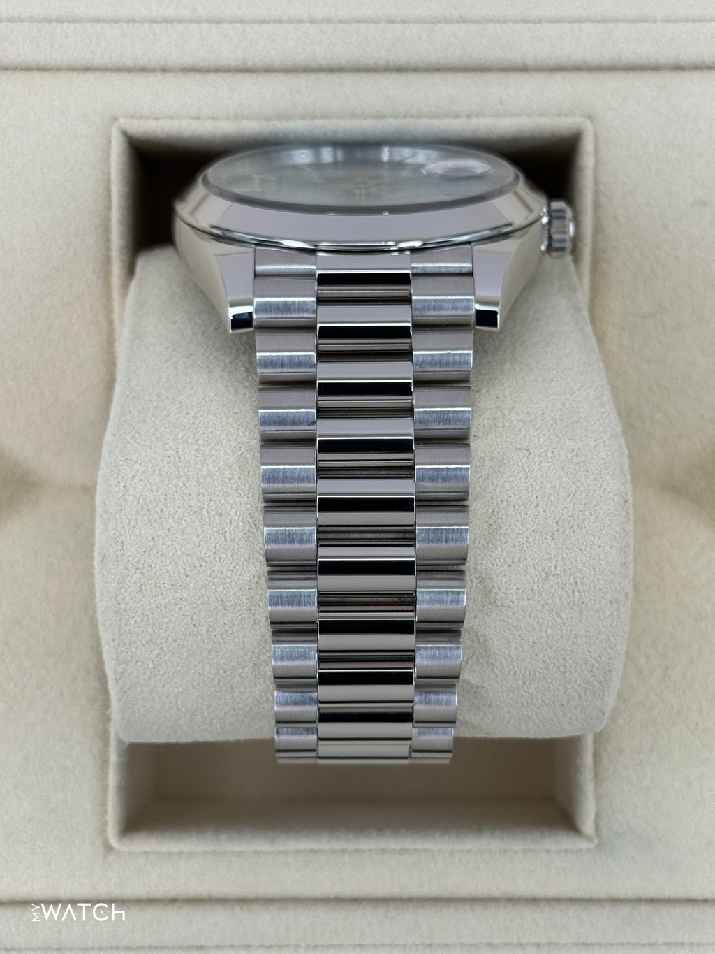 2024 Rolex Day-Date 40mm 228206 Platinum Blue Motif Dial