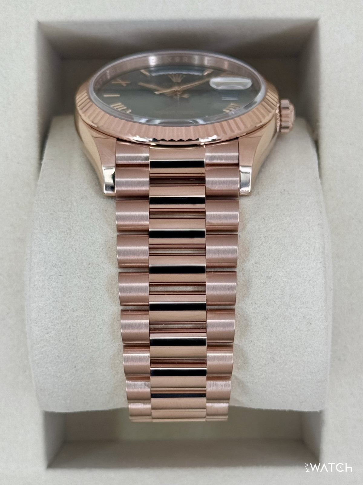 NEW 2026 Rolex Day-Date 36mm 128235 Presidential Rose Gold Olive Green Dial