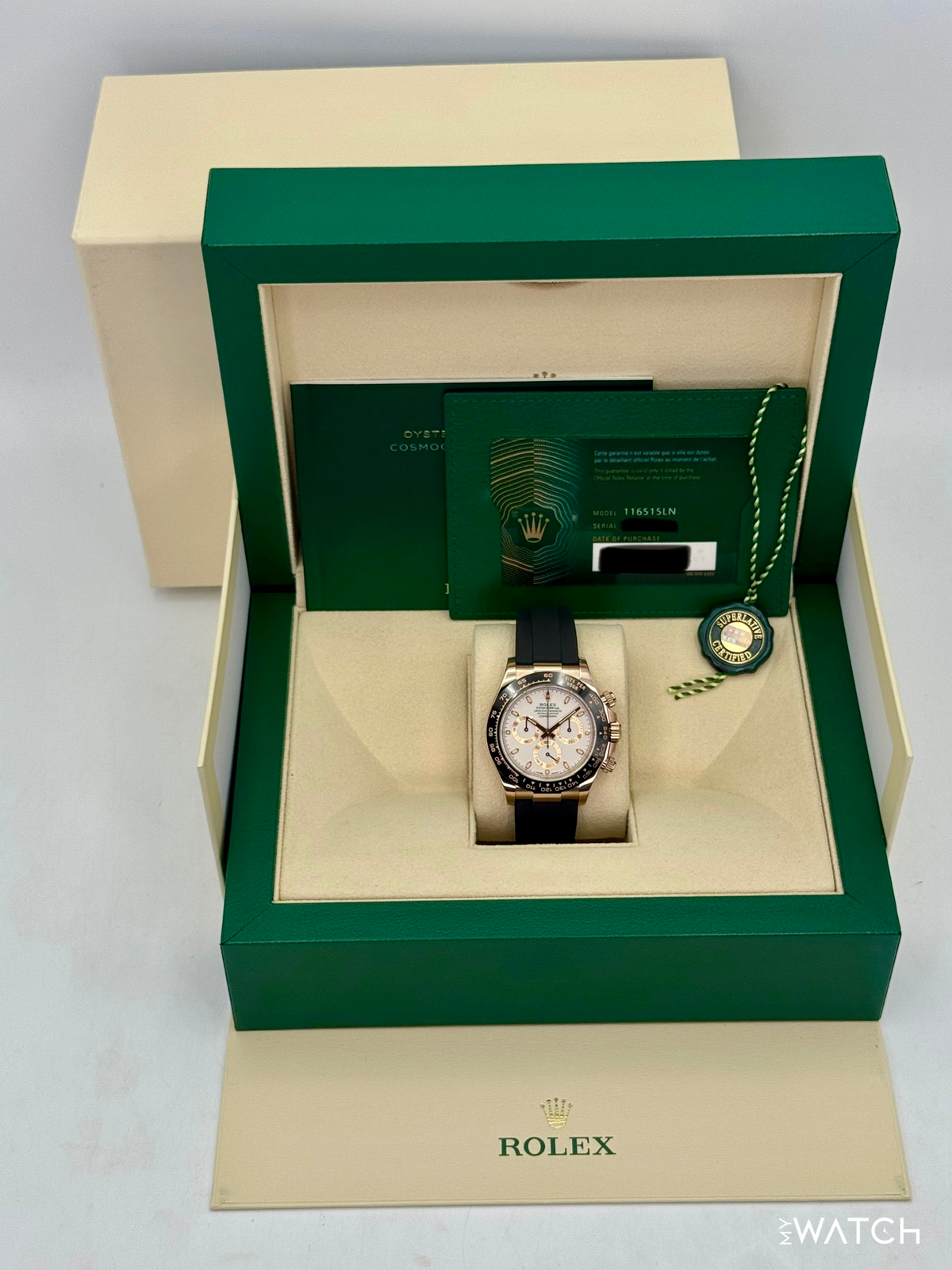 2022 Rolex Daytona 40mm 116515LN Rose Gold Oysterflex White Dial