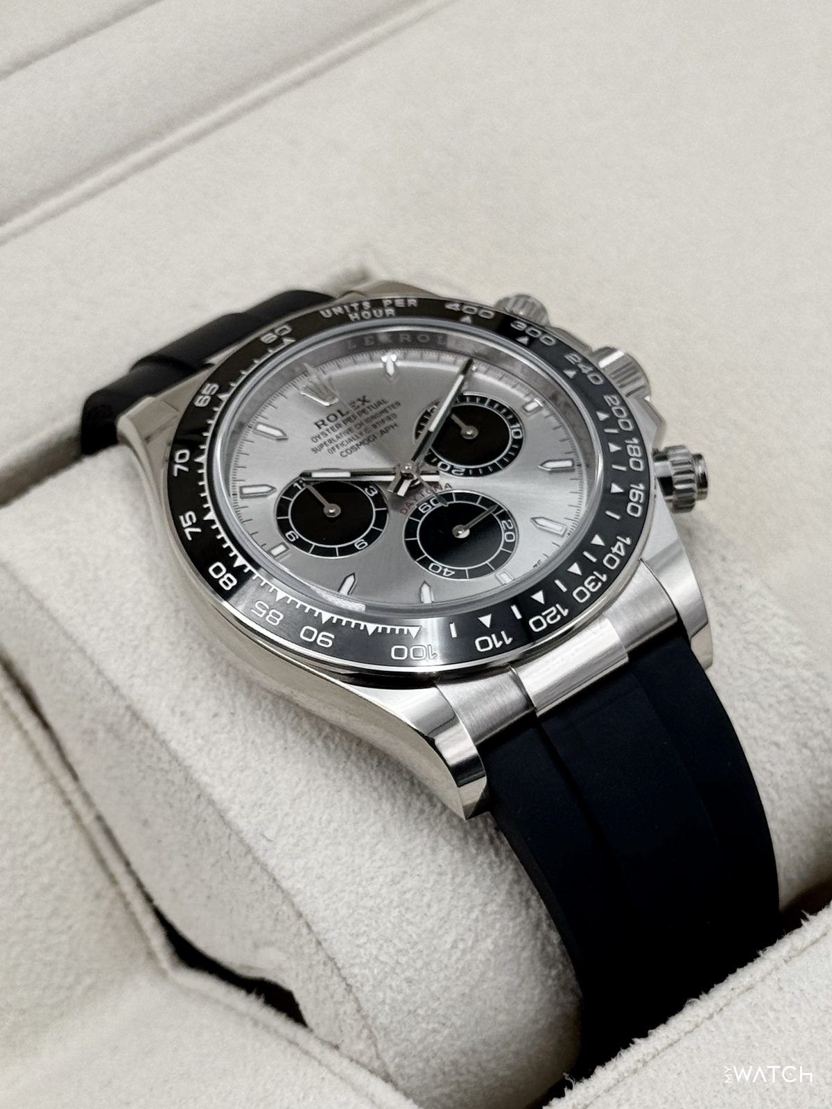 2024 Rolex Daytona 40mm 126519LN White Gold Oysterflex Silver Ghost Dial