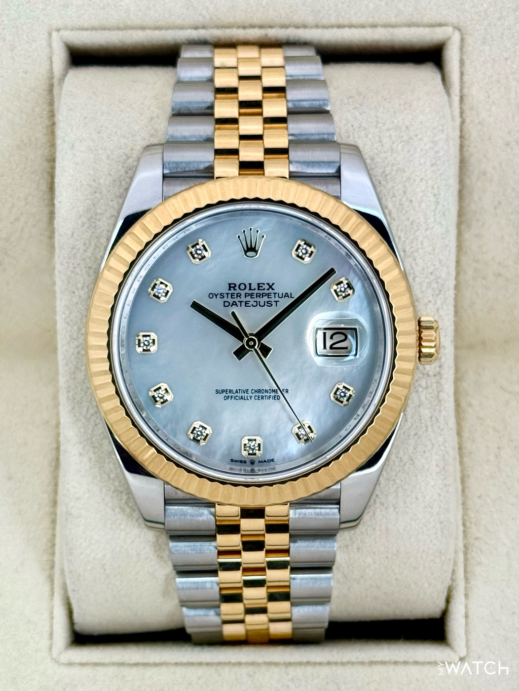2020 Rolex Datejust 41mm 126333 Two-Tone Jubilee Mother of Pearl Diamond Dial