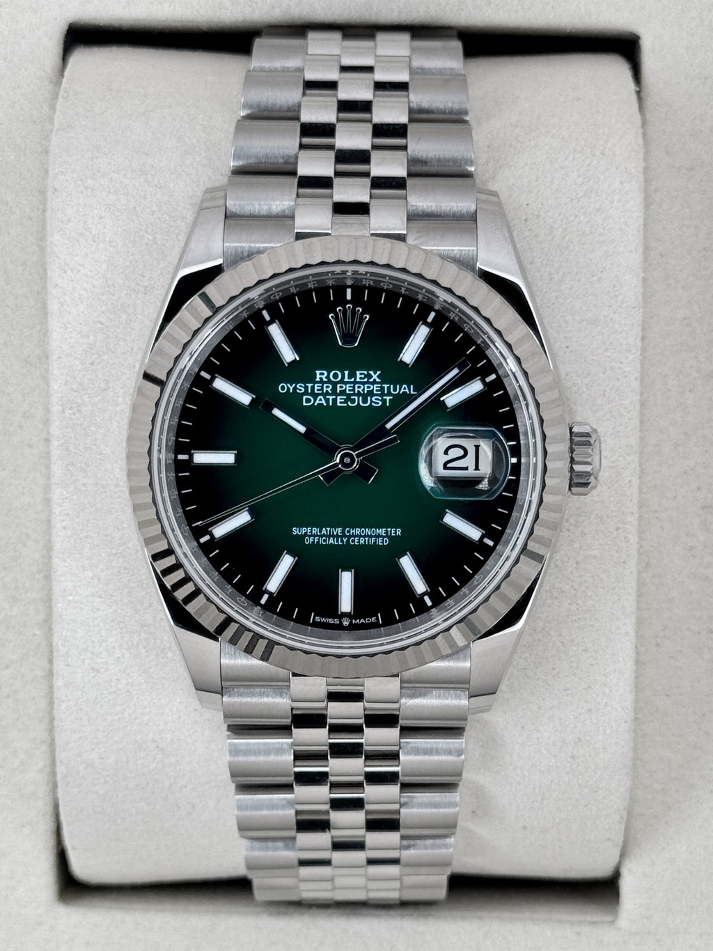 2026 Rolex Datejust 36mm 126234 Stainless Steel Jubilee Green Ombre Dial